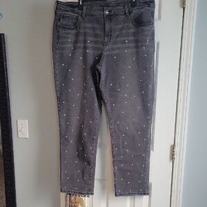 Time and Tru Dark Gray Jeans with White Dots